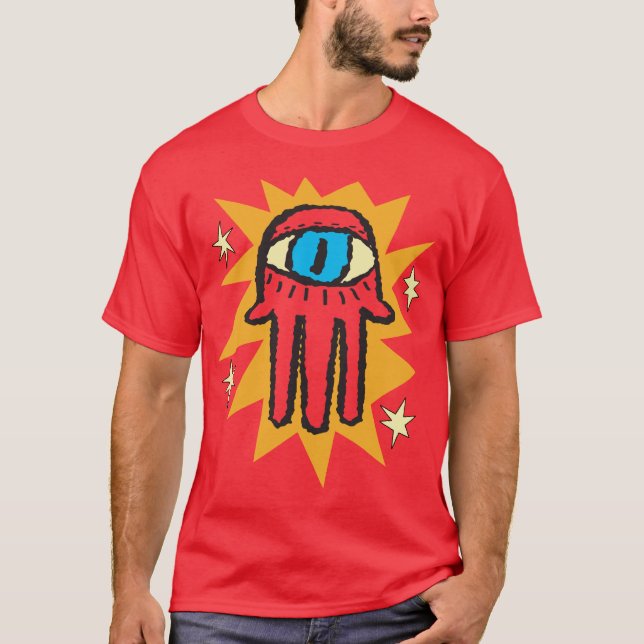 Glowing Hamsa Hand of God Evil Eye T-Shirt (Front)
