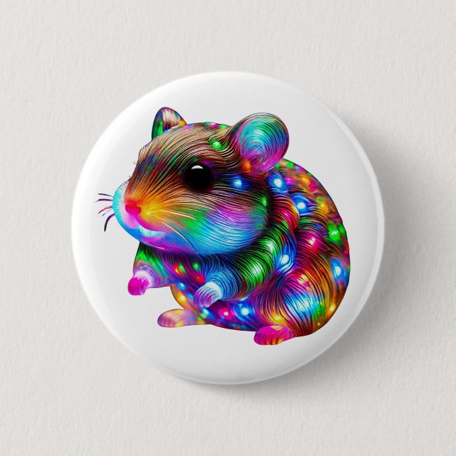 Glowing Hamster 6 Cm Round Badge (Front)