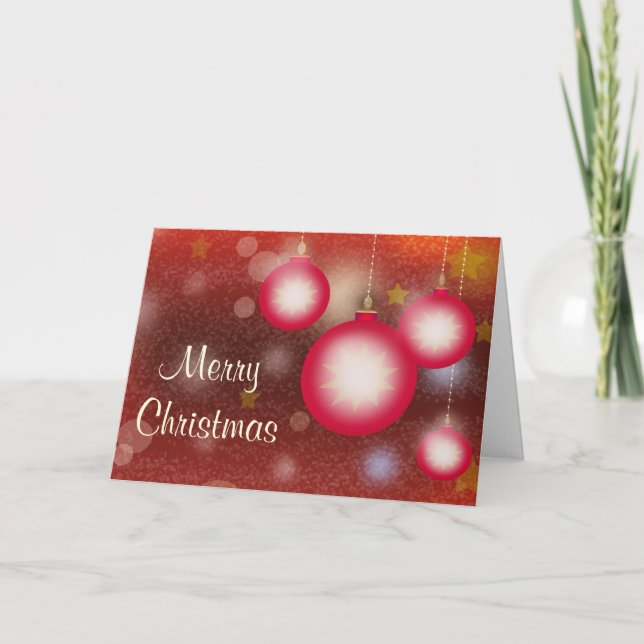 Glowing Hanging Christmas Ornaments Holiday Card (Front)
