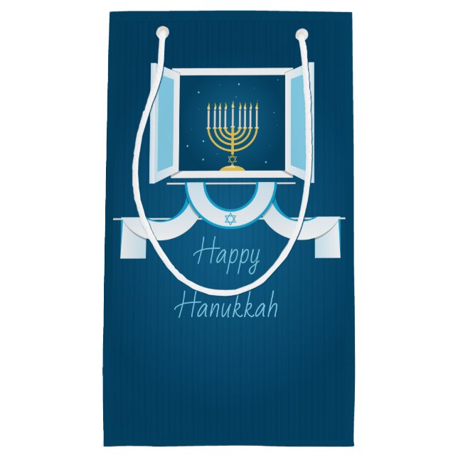 Glowing Hanukkah Lights Small Gift Bag (Front)