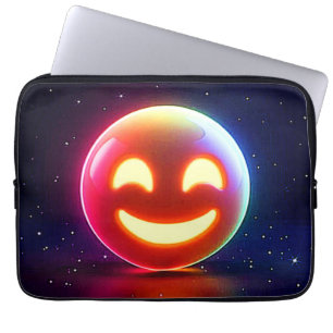 Glowing Happy Orb Emoji Laptop Sleeve