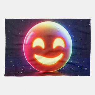 Glowing Happy Orb Emoji Tea Towel
