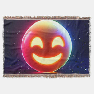 Glowing Happy Orb Emoji Throw Blanket