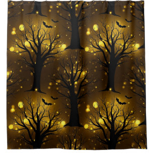Glowing Haunted Forest Bokeh - Night Trees Shower Curtain