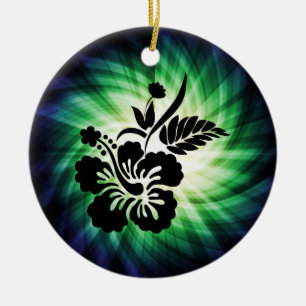 Glowing Hawaiian Flowers Ceramic Ornament