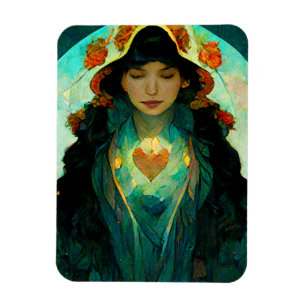 Glowing Heart Woman Fantasy Sci-Fi Magnet