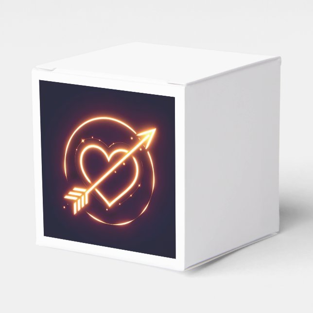 glowing image of a heart with cupid's arrow favour box (Front Side)