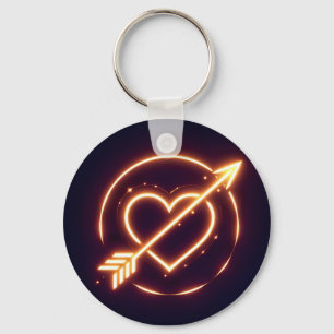glowing image of a heart with cupid's arrow key ring