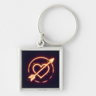 glowing image of a heart with cupid's arrow key ring