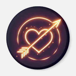 glowing image of a heart with cupid's arrow magnet