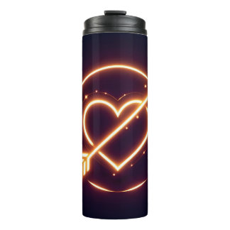 glowing image of a heart with cupid's arrow thermal tumbler