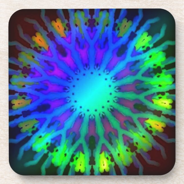 Glowing in the Dark Kaleidoscope art Coaster (Front)