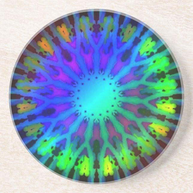 Glowing in the Dark Kaleidoscope art Coaster (Front)