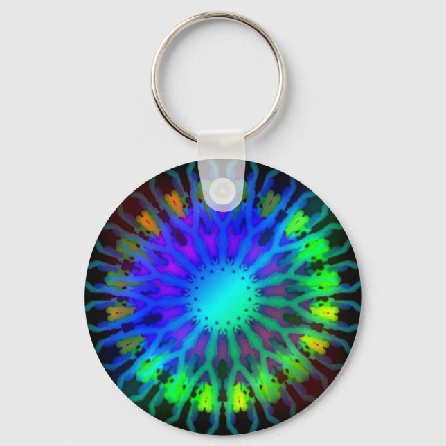Glowing in the Dark Kaleidoscope art Key Ring (Front)