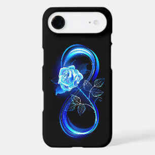Glowing infinity with blue rose