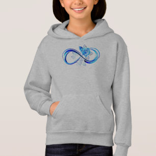 Glowing infinity with blue rose