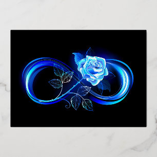 Glowing infinity with blue rose