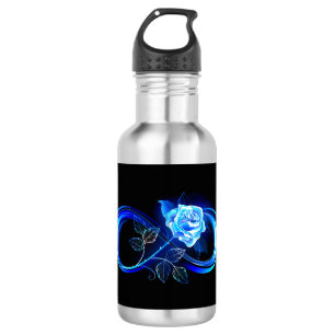 Glowing infinity with blue rose 532 ml water bottle