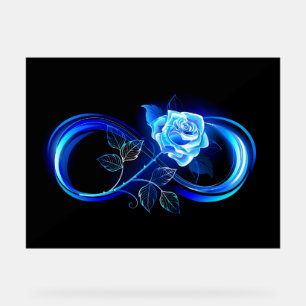 Glowing infinity with blue rose acrylic sign