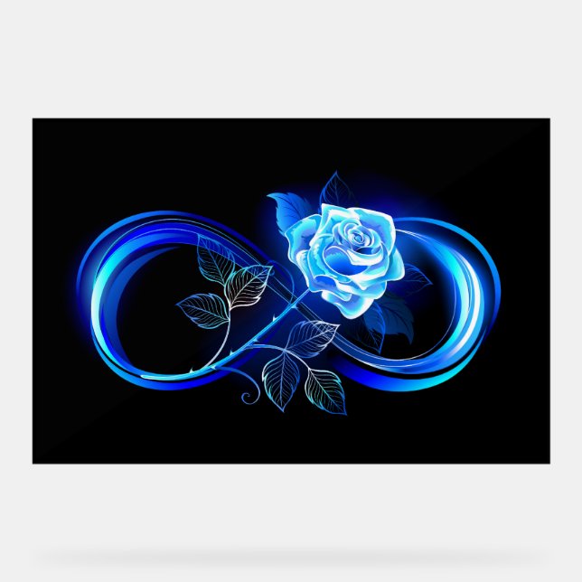 Glowing infinity with blue rose acrylic sign (Front)
