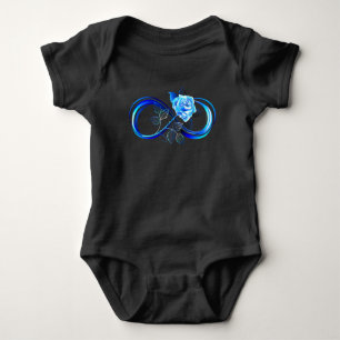Glowing infinity with blue rose baby bodysuit