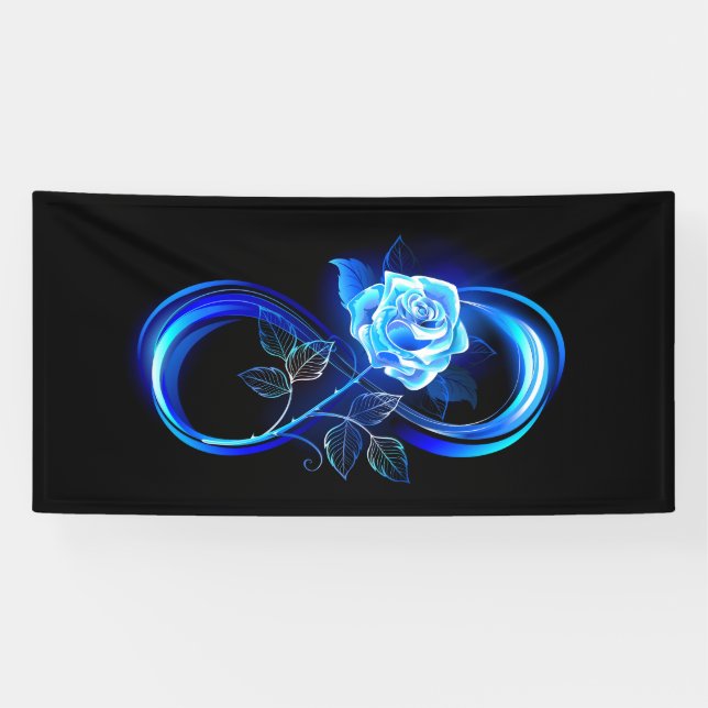 Glowing infinity with blue rose banner (Horizontal)