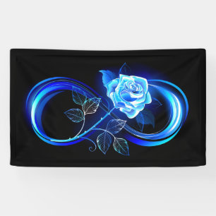 Glowing infinity with blue rose banner
