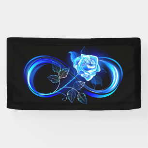 Glowing infinity with blue rose banner