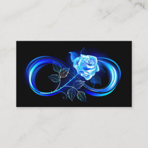 Glowing infinity with blue rose business card