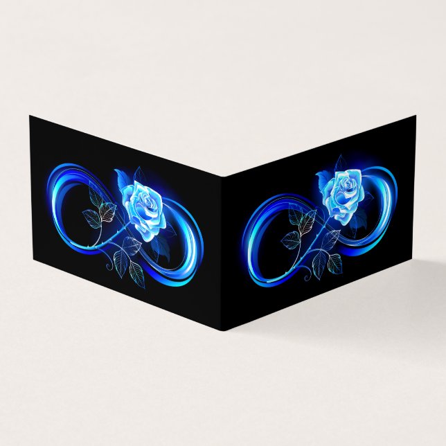 Glowing infinity with blue rose business card (Outside)