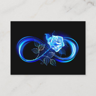 Glowing infinity with blue rose business card