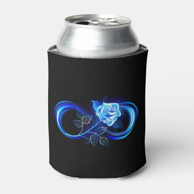 Glowing infinity with blue rose can cooler (Can Front)