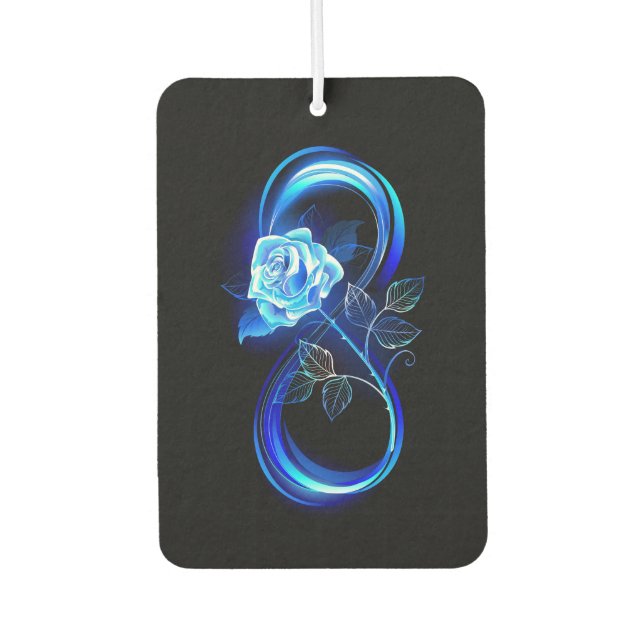 Glowing infinity with blue rose car air freshener (Front)