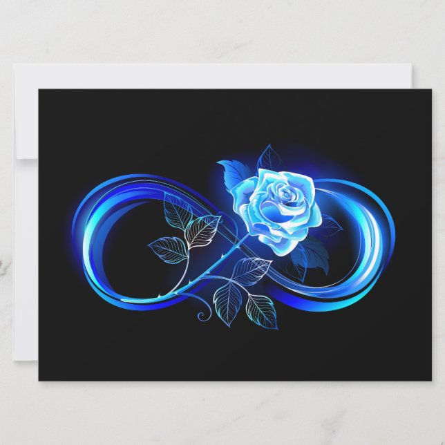Glowing infinity with blue rose card (Front)