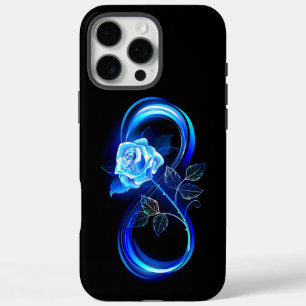 Glowing infinity with blue rose iPhone 16 pro max case