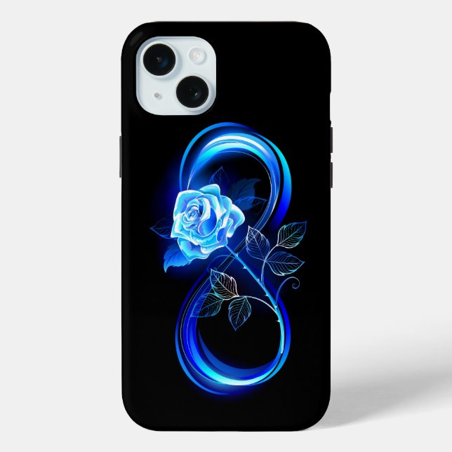 Glowing infinity with blue rose Case-Mate iPhone case (Back)