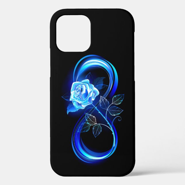 Glowing infinity with blue rose Case-Mate iPhone case (Back)