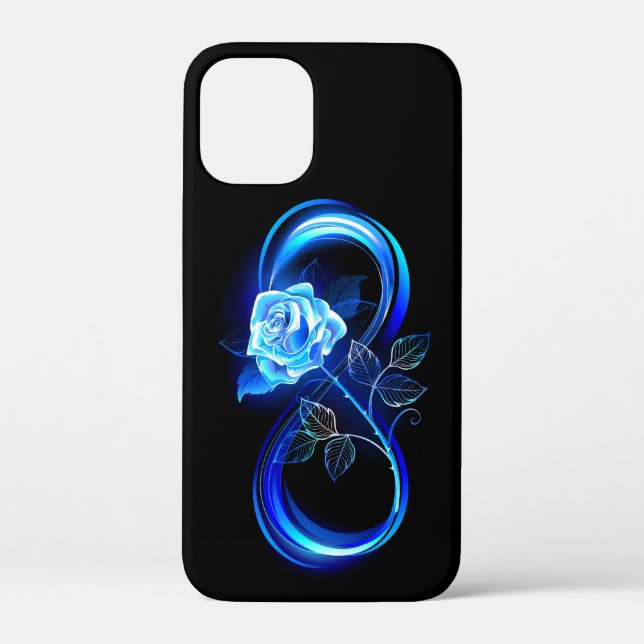 Glowing infinity with blue rose Case-Mate iPhone case (Back)