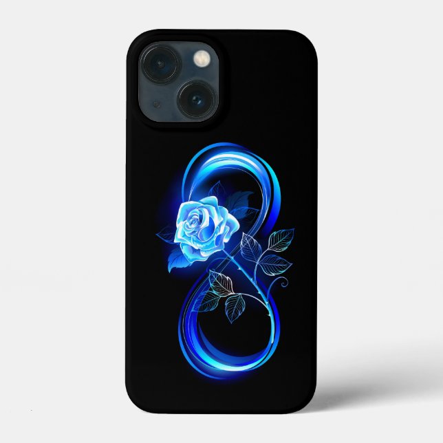 Glowing infinity with blue rose Case-Mate iPhone case (Back)