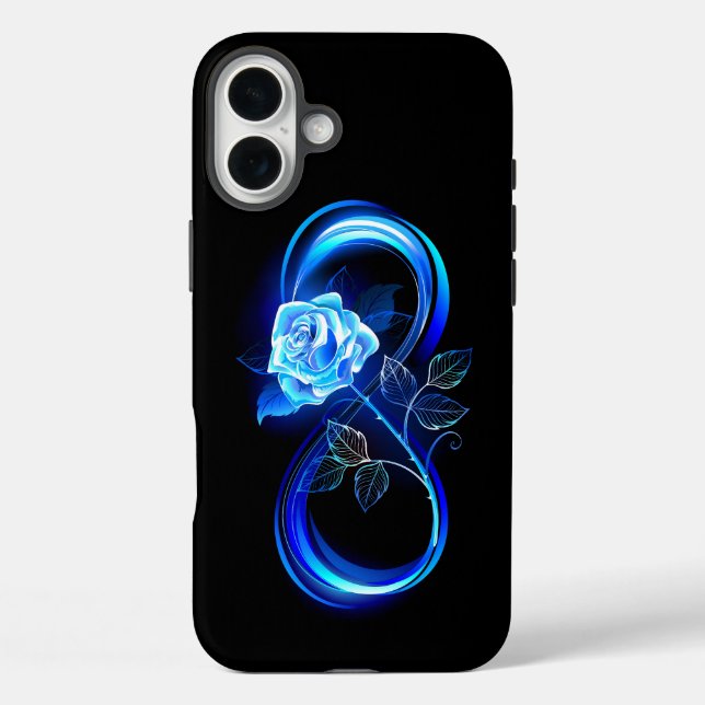 Glowing infinity with blue rose Case-Mate iPhone case (Back)