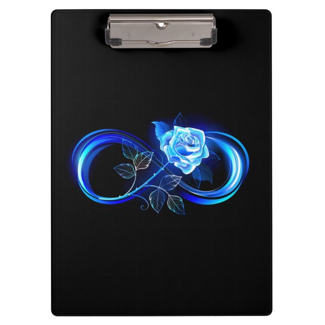 Glowing infinity with blue rose clipboard (Front)