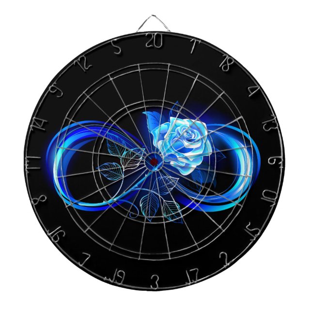 Glowing infinity with blue rose dartboard (Front)