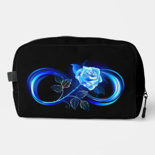 Glowing infinity with blue rose dopp kit