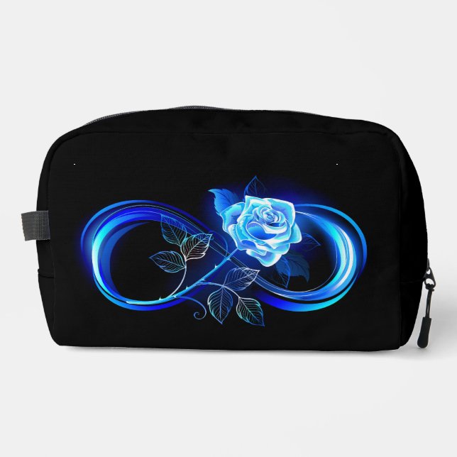 Glowing infinity with blue rose dopp kit (Front)