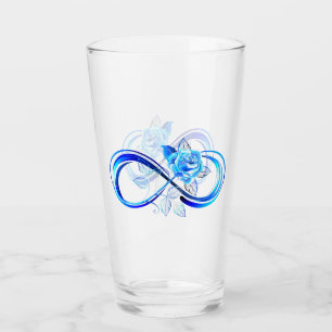 Glowing infinity with blue rose glass