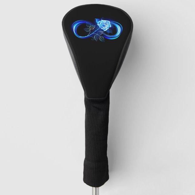 Glowing infinity with blue rose golf head cover (Front)