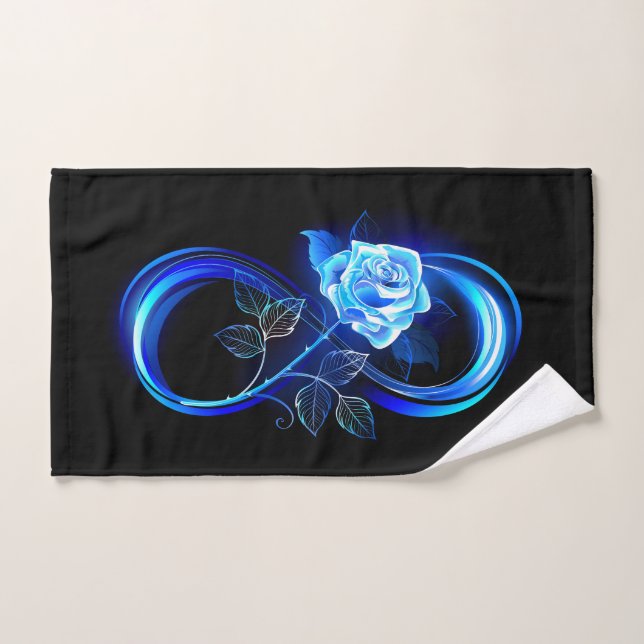 Glowing infinity with blue rose hand towel (Hand Towel)