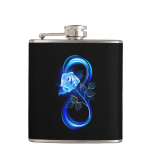 Glowing infinity with blue rose hip flask