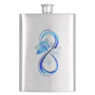 Glowing infinity with blue rose hip flask