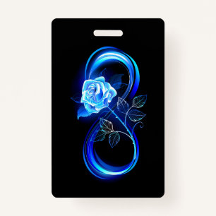 Glowing infinity with blue rose ID badge
